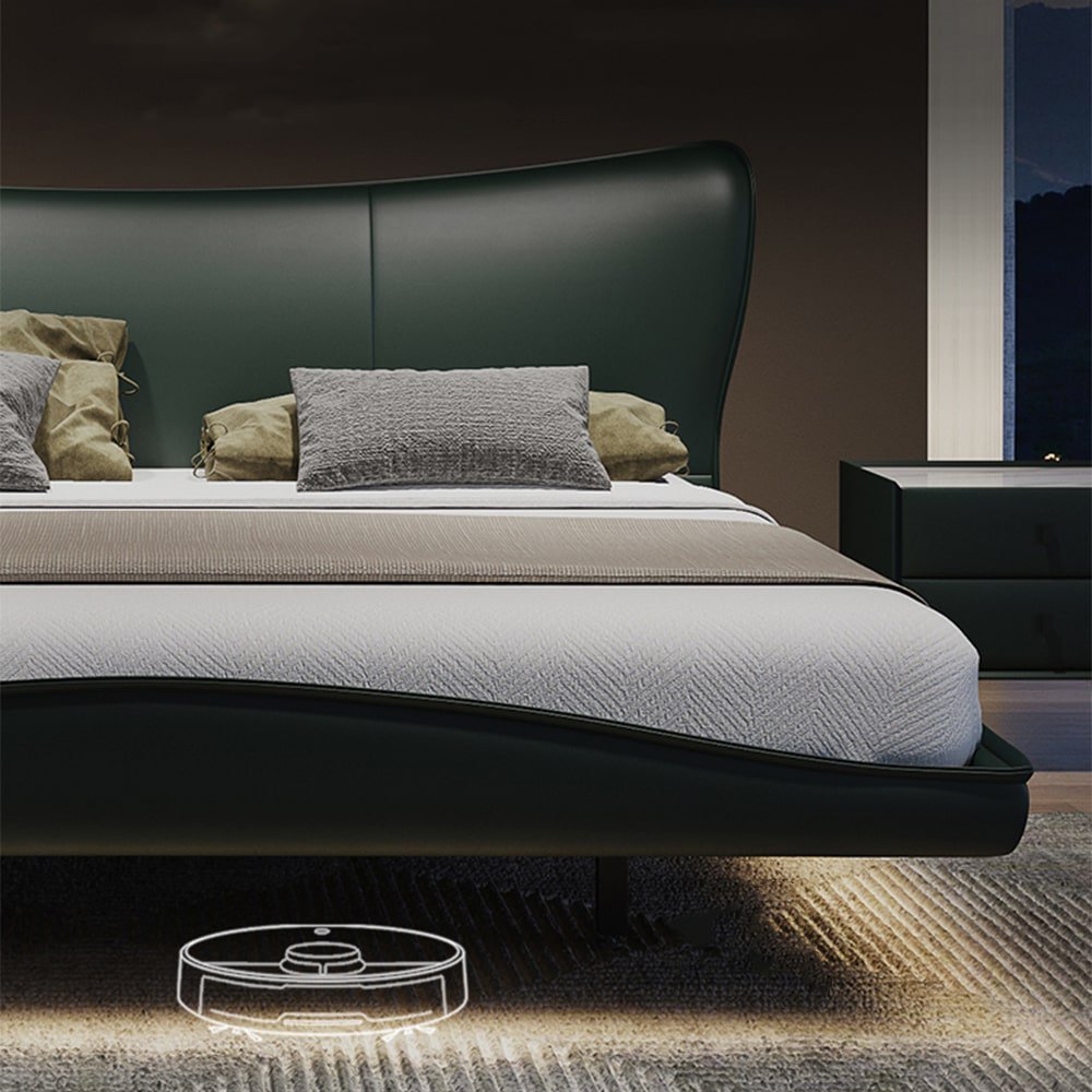 Marino uplostred green leatherette without storage bed Queen Pro Mattress 60×78
