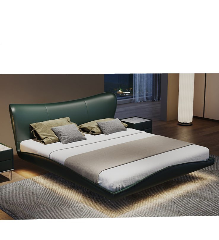 Marino uplostred  green leatherette without storage bed Queen mattress 60×72